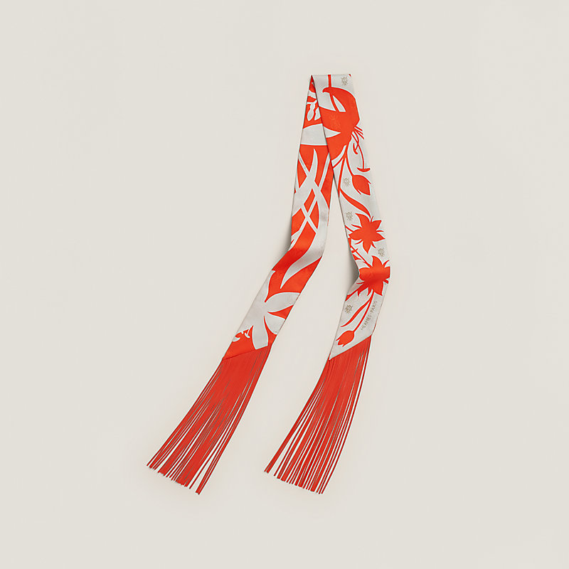 Bouquet Final leather fringe Twilly | Hermès Singapore